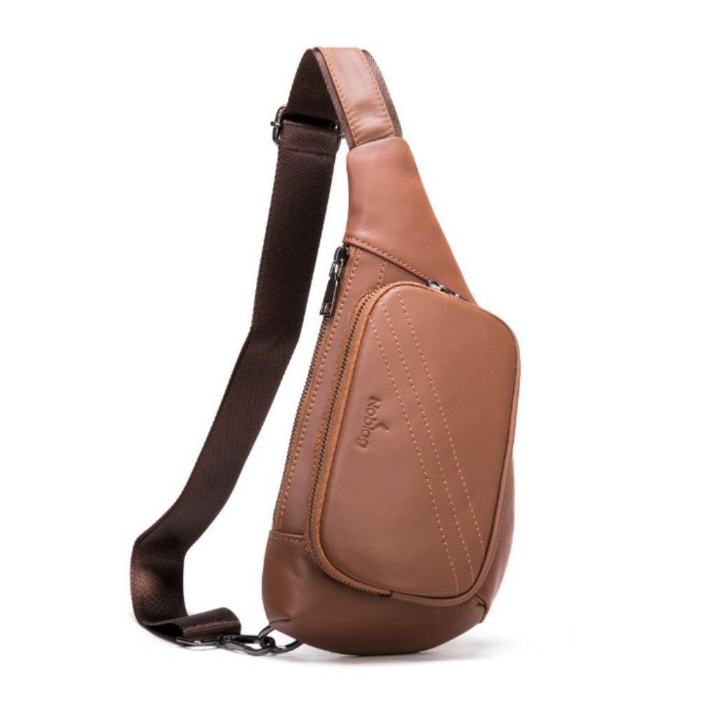 Noblag Brown Leather Sling Bag Fanny Pack